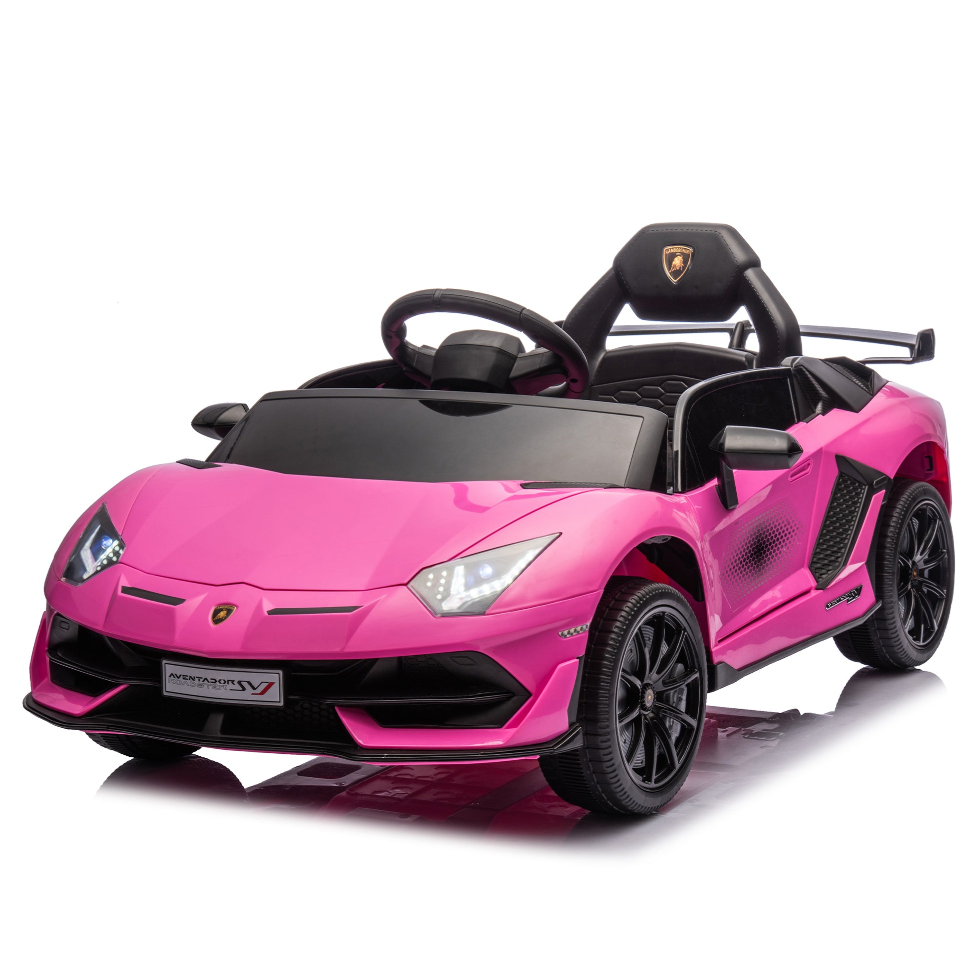 12V Kids Ride On Car W Parents Remote Control,Licensed Lamborghini Aventador Xago,Hydraulic Pressure Door,Slow Start,Early Education,Bluetooth,Adjustable Volume,Mp3,Usb,Led Lights For Kids Aged 3 8. Pink 50 99 Lbs Polypropylene