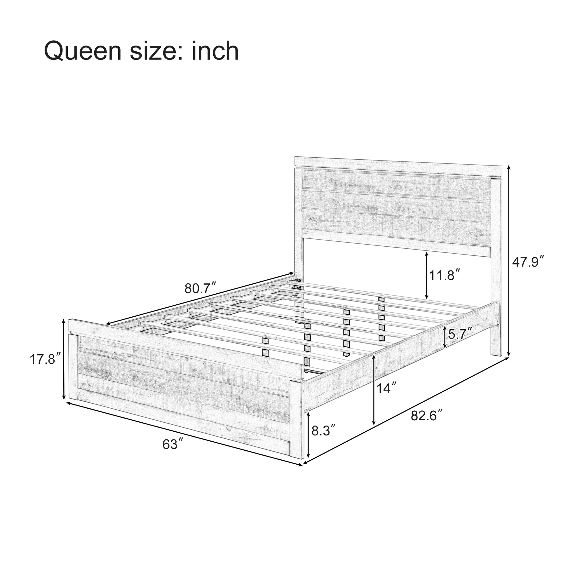 3 Pieces Vintage Farmhouse Style Queen Size Platform Bed With 10 Wooden Slats Support 2 Nightstands, No Box Spring Needed, Rustic Brown Box Spring Not Required Queen Rustic Brown Wood 3 Piece Set Bedroom Traditional Plywood