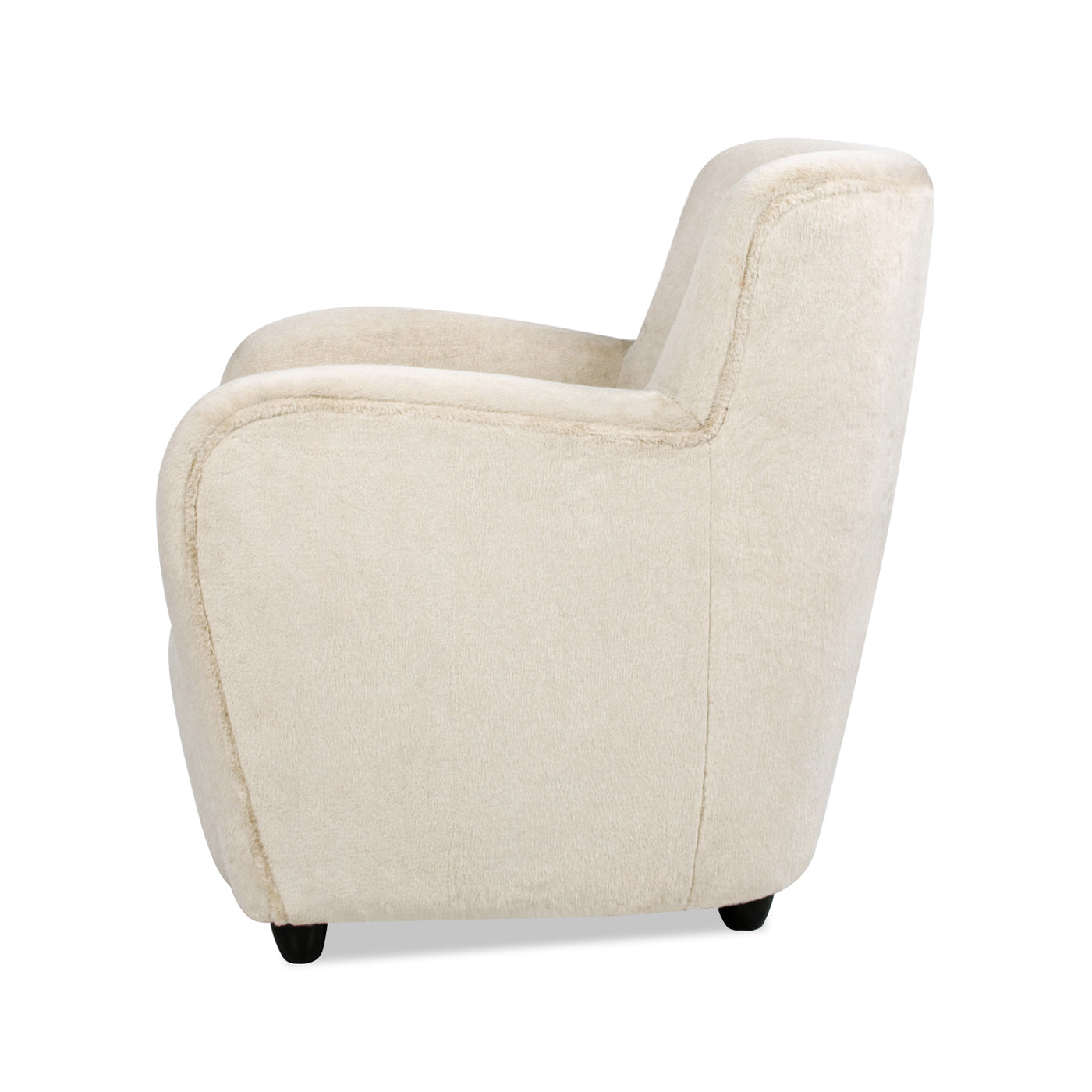 Wolffe 32" Curved Arm Accent Chair, Cr Me De La Cr Me White Faux Fur White Foam Faux Fur