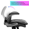 Office Chair Home Desk Chair With Flip Up Armrests, 360 Swivel Wheels, Adjustable Height Black Foam Pu Leather