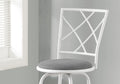 Bar Stool, Set Of 2, Swivel, Bar Height, White Metal, Grey Fabric, Contemporary, Modern White Foam Metal