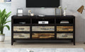 Retro Distressed Wooden Tv Stand For Tvs Up To 65 Inches, Entertainment Center Media Console With 6 Drawers And 3 Shelves For Living Room, Black Black 60 69 Inches Solid Wood Mdf