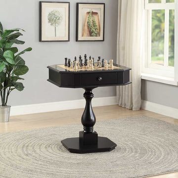 Black Game Table With 2 Drawer Black Traditional Wood