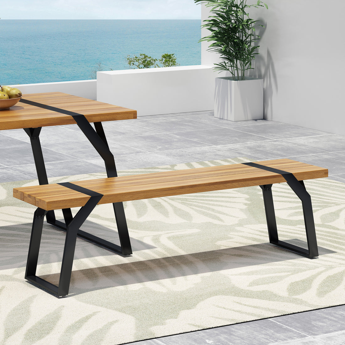 Zora Mp1 Bench Teak Black Wood