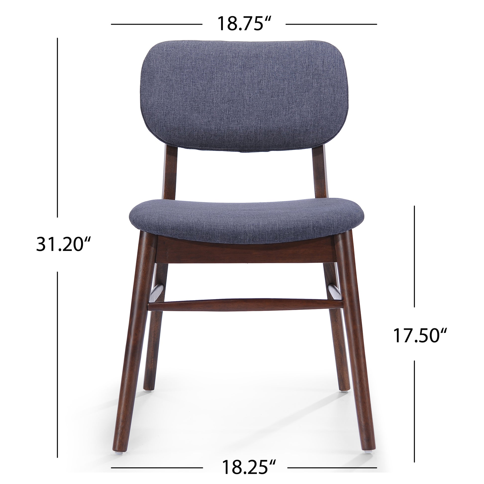 Chair Set Of 2 Charcoal Fabric