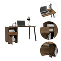 Congo Writing Desk, Two Legs, One Drawer Brown Computer Desk Floor Mount Rectangular Desk Rectangular Particle Board