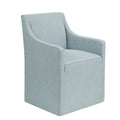 Skirted Dining Arm Chair With Casters Blue Wood