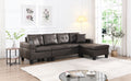 Sectional Sofa Set For Living Room With L Shape Chaise Lounge ,Cup Holder And Left Or Right Hand Chaise Modern 4 Seat Chocolate Brown Dark Brown Pu 4 Seat
