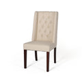 Dining Chair Beige Wood Fabric