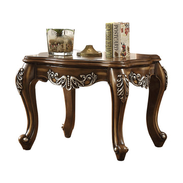 Antique Oak End Table With Queen Anne Legs Oak Primary Living Space Square Solid Wood Mdf