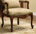Queen Anne Style Legs Traditional Accent Chair W Pillow Beige Fabric Dark Cherry Solid Wood Padded Seat 1Pc Arm Chair Beige,Cherry Primary Living Space Antique,Contemporary,Traditional Fabric,Solid Wood