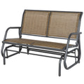Outsunny 2 Person Outdoor Glider Bench, Patio Double Swing Rocking Chair Loveseat W Powder Coated Steel Frame For Backyard Garden Porch, Light Mixed Brown Brown Steel