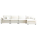 Corduroy Sofa Modern Upholstered 4 Seater With With 1 Footstool Corduroy Fabric Sofaoffice Living Room Apartment Comfort Sofa, Easy To Assemble With 2 Arm Pillows And 4 Throw Pillows Beige Corduroy 4 Seat