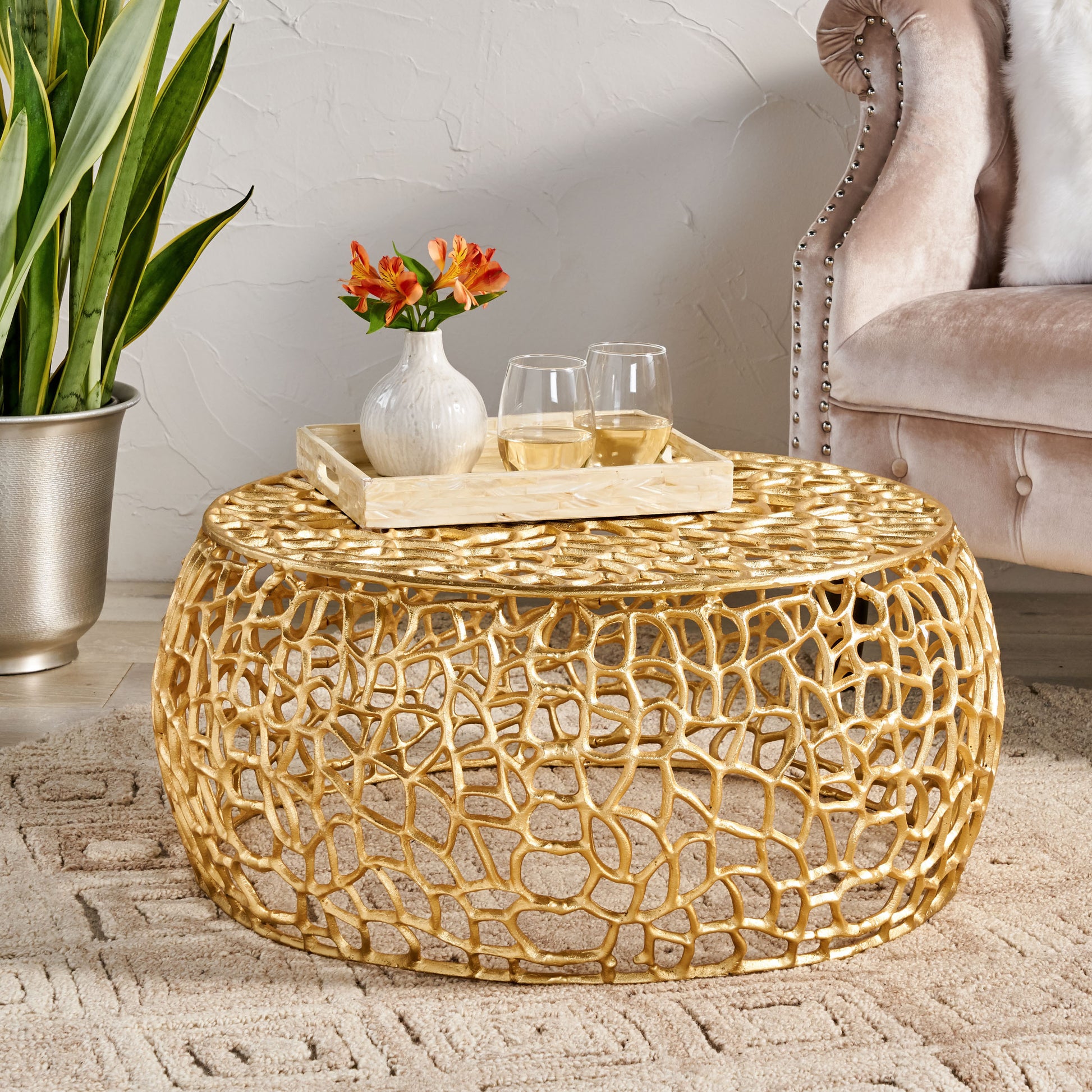 Mesh Coffee Table Gold Aluminium