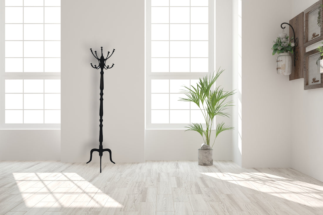 Solid Wood Black Coat Stand Black Modern Mango Solid Wood