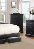 Elegant Bedroom 1Pc Chest Of Drawers Black Color Drawers Tall Chest Plywood Furniture Black Bedroom Contemporary,Modern Pine Solid Wood