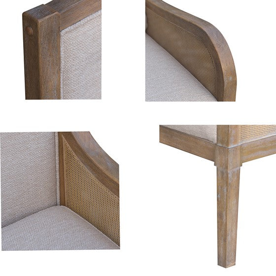 Cane Accent Chair With Removable Back Cushion Beige Natural Upholstered