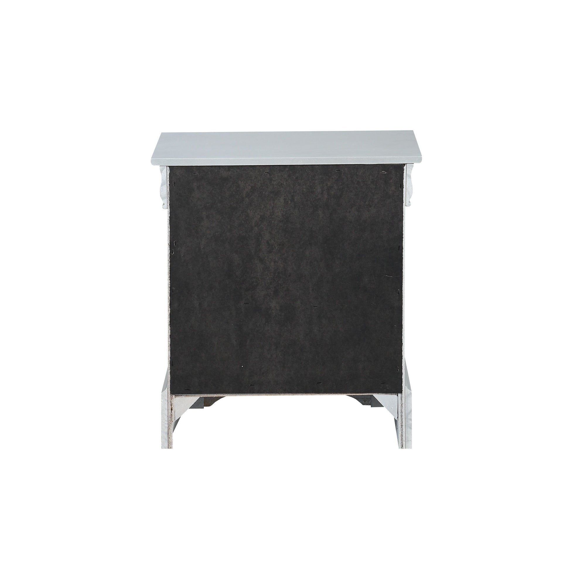 Louis Philippe Platinum Finish Nightstand Silver Grey Synthetic Wood