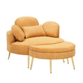 3206Yellow Comfortable Seating Suitable For Small Apartment Bedroom Space Balcony Small Sofa Bed Lazy Small Sofa Sofa With Small Coffee Table Lunch Break Leisure Afternoon Tea Time Yellow Corduroy 1 Seat