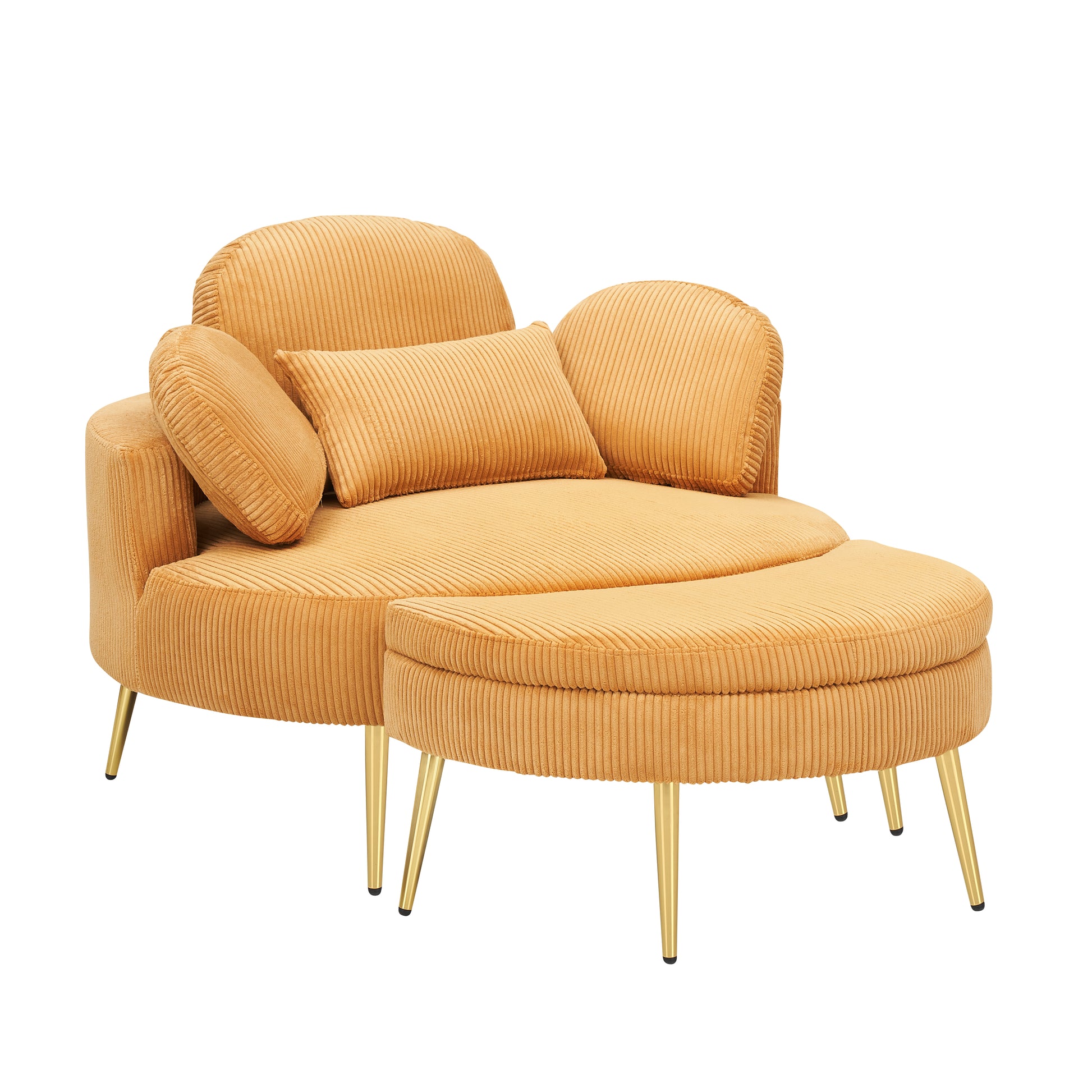 3206Yellow Comfortable Seating Suitable For Small Apartment Bedroom Space Balcony Small Sofa Bed Lazy Small Sofa Sofa With Small Coffee Table Lunch Break Leisure Afternoon Tea Time Yellow Corduroy 1 Seat