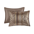7 Piece Jacquard Comforter Set Brown Gold Queen Queen Brown Gold Polyester