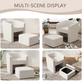 Accent Chair White Sofa Chair One Set, Modern Living Room Side Chair, Single Sofa Chair, Footstool With Storage, Suitable For Bedroom Office Reading Space, Study Cream White Cream White Foam Velvet