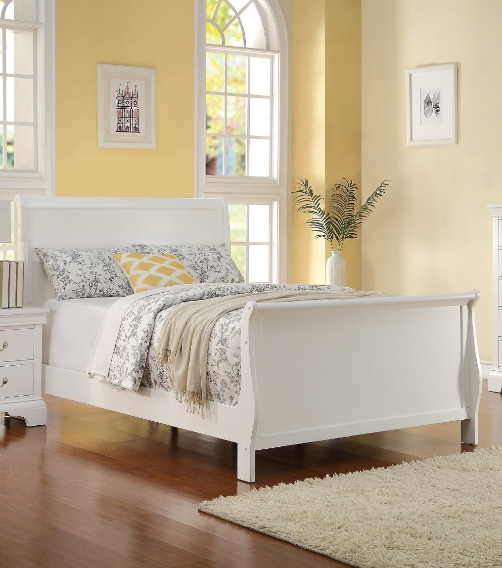 Modern 1Pc Twin Size Bed Bedroom Furniture Sleigh Design Headboard Footboard Plywood 1Pc Bedframe White Color Box Spring Required Twin White Wood Bedroom Contemporary,Modern,Transitional,Ultra Modern Rubberwood Bed Frame Plywood