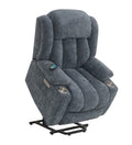 Blue Power Lift Recliner With Heating And Massage Blue Chenille Power Remote Metal Primary Living Space Tight Back Push Button Pillow Top Arms Chenille