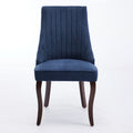 Rayon Cloth Flocking Linen Dining Chairs Channel Kitchen Dinner Chair Comfy Fabric Upholstered Accent Chair For Dining Room With Curved Solid Wood Legs,Set Of 2 Blue , Sw1847Bl Blue Light Brown Dining Room American Design,American Traditional Dining