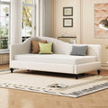 Twin Size L Shaped Linen Daybed, With Solid Wood Legs, Beige Old Sku: Sf000145Aaa Twin Beige Linen Mdf