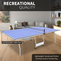 9Ft Mid Size Table Tennis Table Foldable & Portable Ping Pong Table Set For Indoor Games With Net, 2 Table Tennis Paddles And 3 Balls Blue Mdf