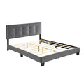 1Pc Queen Platform Bed Dark Gray Velvet Upholstered Adjustable Height Headboard Button Tufted Solid Wood Bedroom Furniture Box Spring Not Required Queen Dark Gray Wood Bedroom Velvet Solid Wood