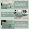 104.32*66.92 Modular Sectional Sofa Sleeper Couch, Sectional Sofa With Chaise And Ottoman, Convertible U Shaped Modular Sofa Set. Compressed Spon, Light Green Combo A 2B 2D Light Green Primary Living Space Soft Minimalist,Modern Foam Spring 5 Seat