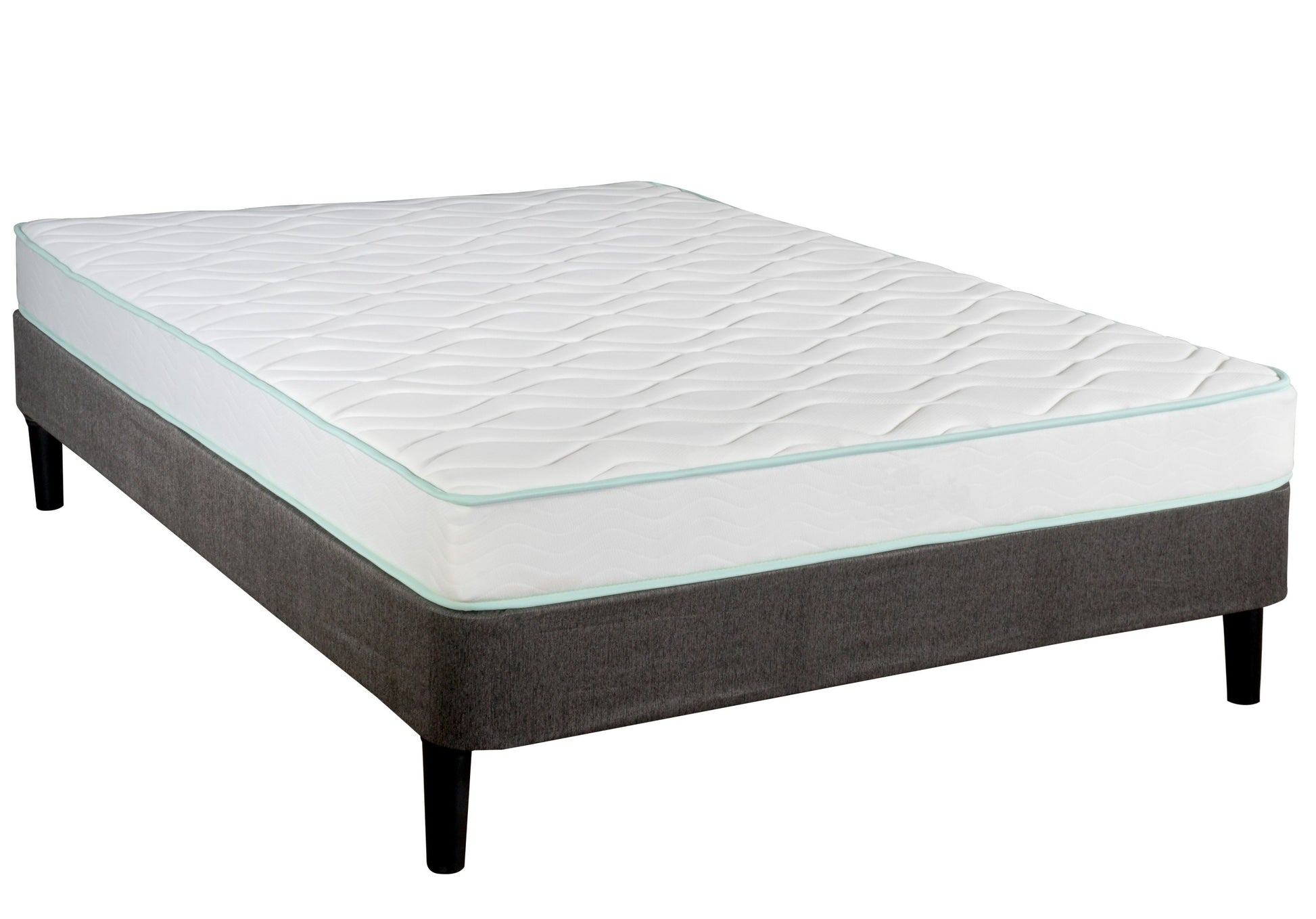 Twin Size 6" Medium Innerspring Hybrid Mattress White Green Foam Spring Twin