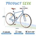 Single Speed Retro Style 700C Road Bike For Men Women'S City Bicycle,Steel Frame Blue Gray Steel