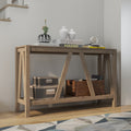 Homcom Console Table, Farmhouse Entryway Table With Storage Slatted Shelf, Rustic Sofa Table With Anti Tipper For Living Room, Hallway, Gray Gray Particle Board