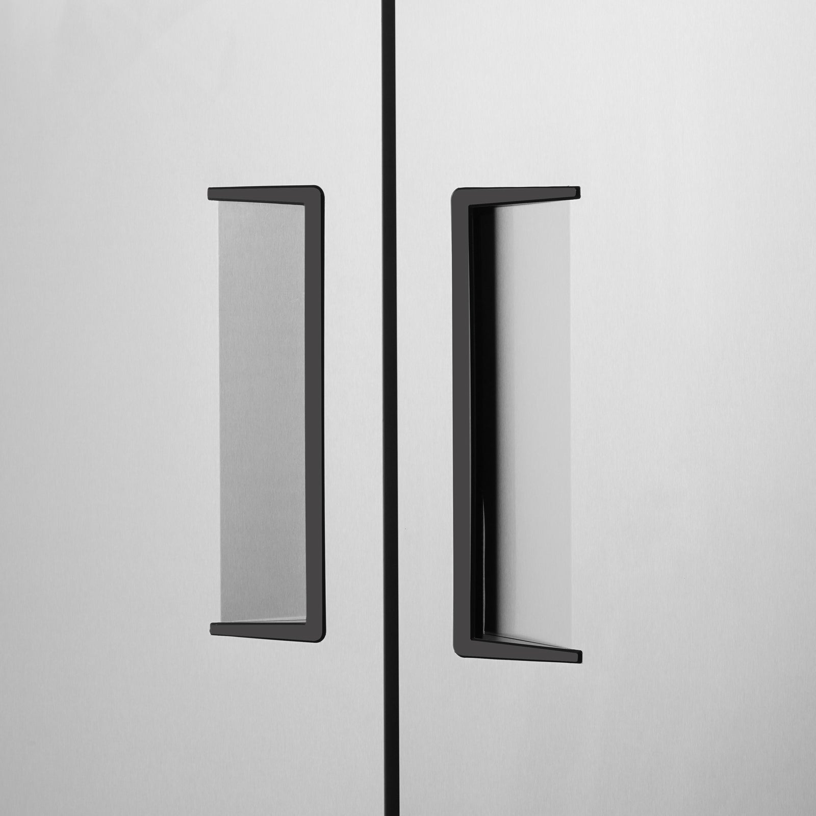 54"W Commercial Freezer 2 Section 2 Solid Door Stainless Steel Interior And Exterior Construction Reach In Freezer 42.2 Cu.Ft. Upright Fan Cooling Freezer For Restaurants And Commercial Environments