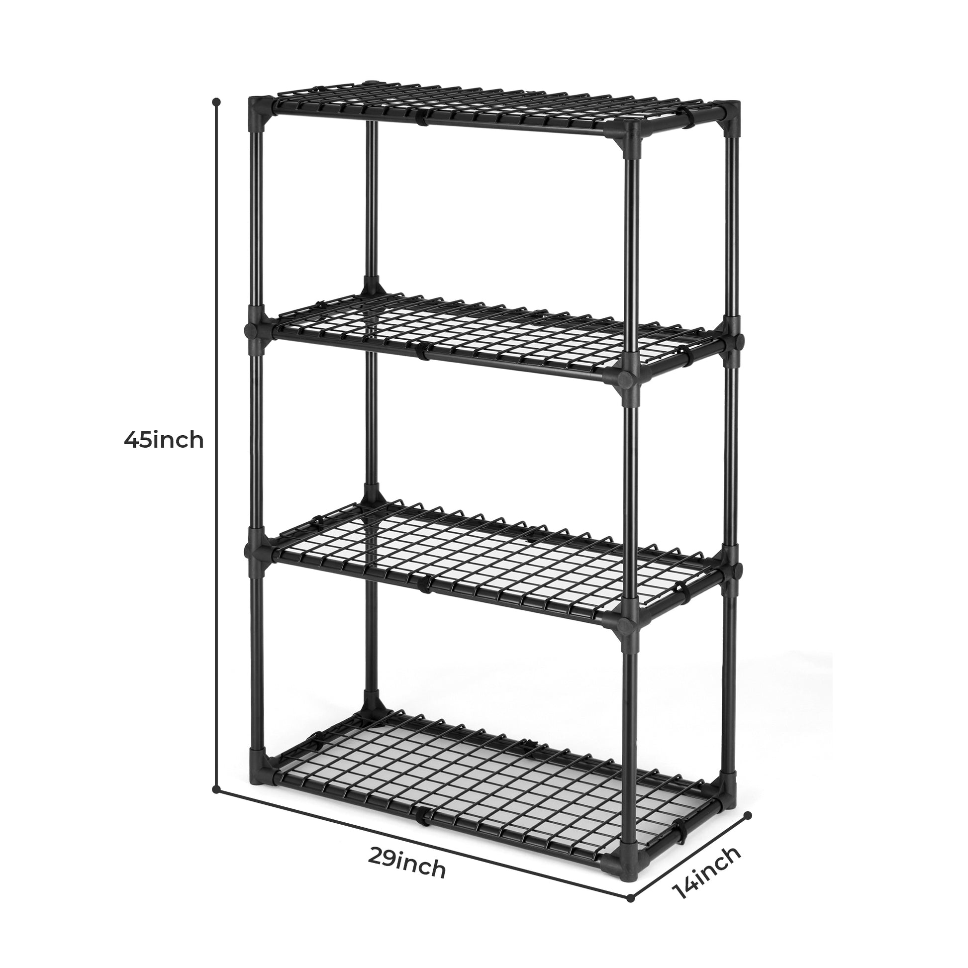 4 Shelf Wire Rack 1Pack Black Steel