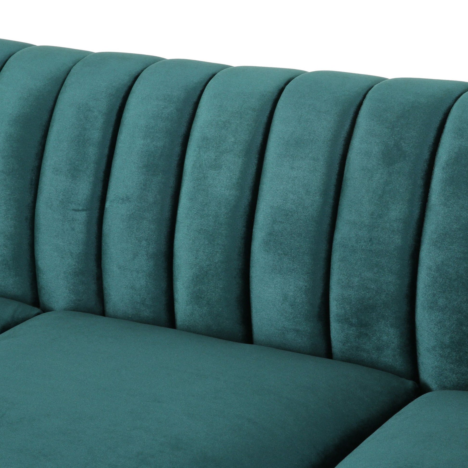 84 Inch Teal 3 Seater Velvet Sofa Button Tufted With Trim, Curved Backrest, And Rolled Arms, Stylish And Elegant Couch For Modern Living Rooms, Durable Upholstery, Luxury Design Teal Velvet Wood Primary Living Space Medium Firm Loose Back Medium Duty