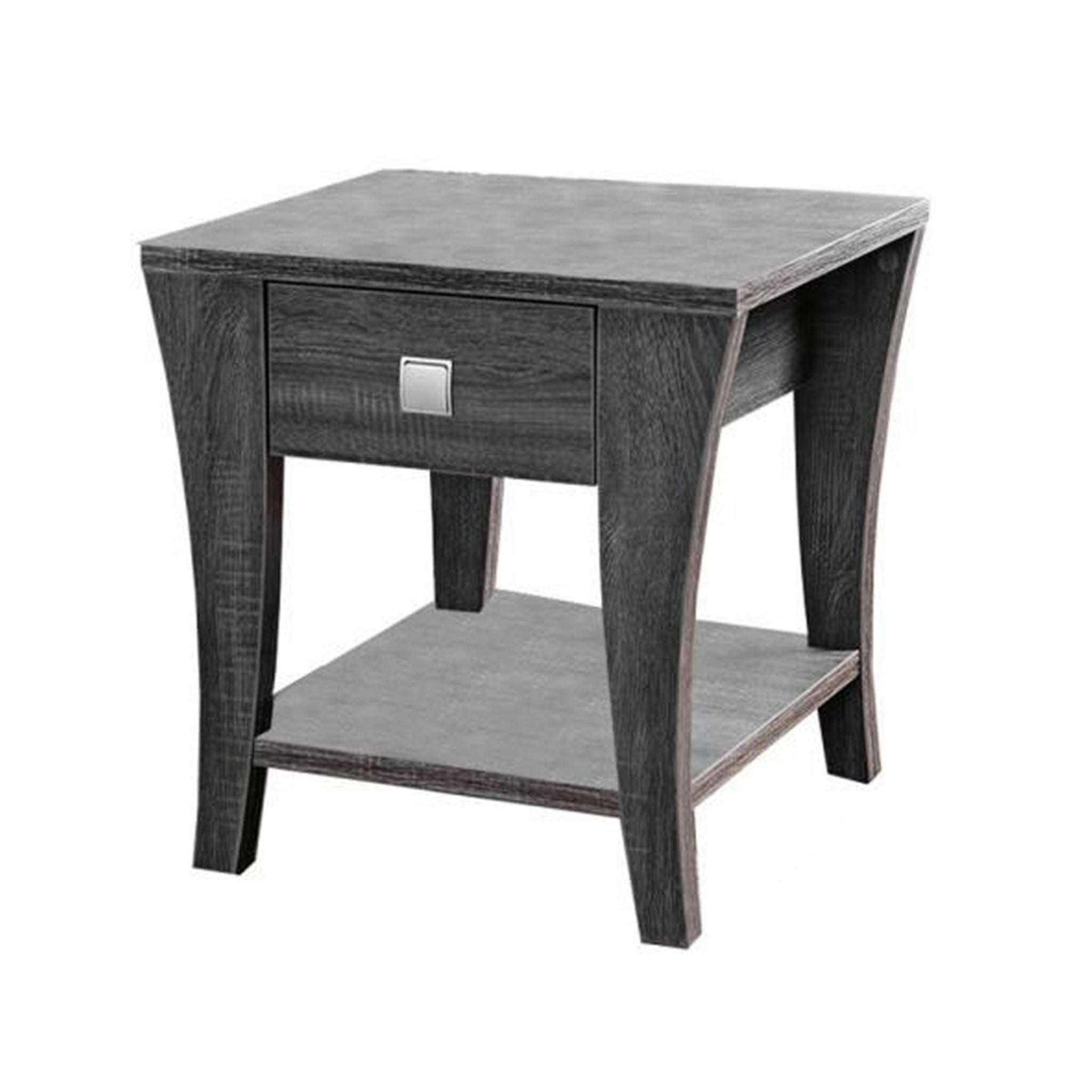 Wooden End Table With Swooping Curled Legs, Gray Gray Wood