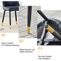 Table And Chair Set.Modern Rectangular Dining Table With Black Textured Stickers Glass Tabletop And Gold Plated Metal Legs.Paried With 4 Comfortable Chairs With Pu Seats And Black Metal Legs. Black Gold Seats 4 Glass Metal