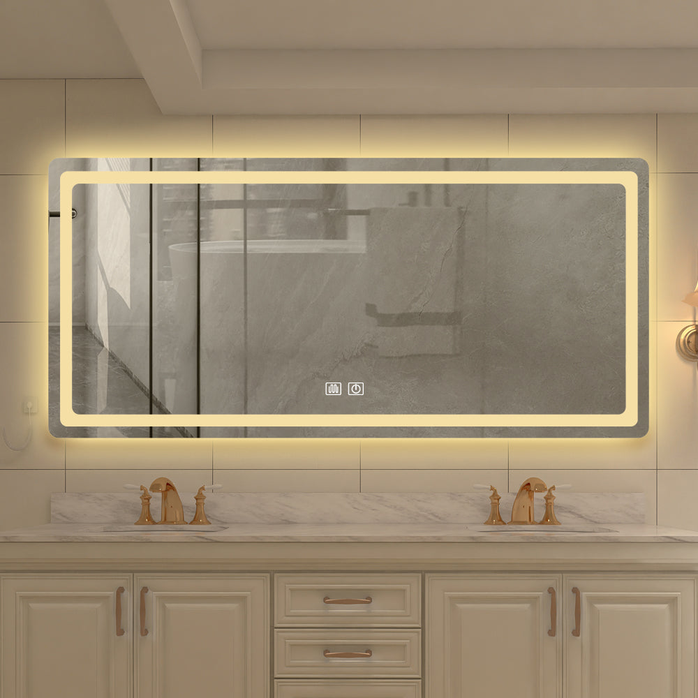 59 In. H Led Single Bathroom Vanity Mirror In Polished Crystal Bathroom Vanity Led Mirror For Bathroom Wall Smart Lighted Vanity Mirrors Transparent Glass