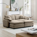Two Seater Theater Sofa With 2 Footrest, 2 Seater Sofa With Ottoman For Small Living Spaces,Tan Corduroy Tan Corduroy 2 Seat