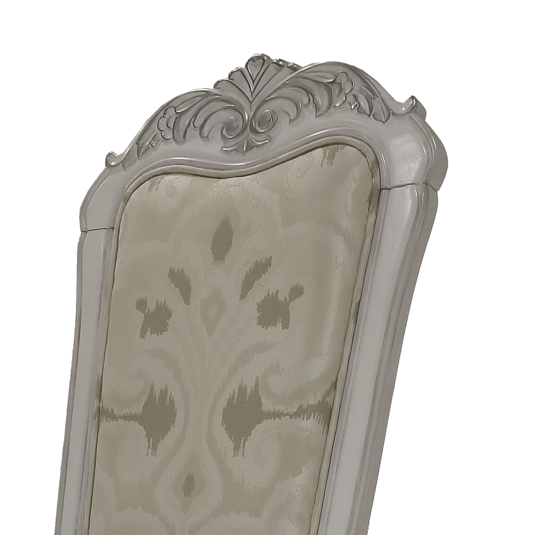 Dresden Synthetic Leather, Fabric & Bone White Finish Side Chair Set Of 2 White Fabric,Faux Leather,Synthetic Wood