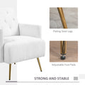 Homcom Modern Sherpa Accent Chair With Tufted Pattern And Steel Legs, White White Polyester