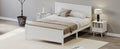 Wood Platform Bed Frame With Headboard, Mattress Foundation With Wood Slat Support, No Box Spring Needed, Queen Size, White Box Spring Not Required Queen White Wood Solid Wood Mdf
