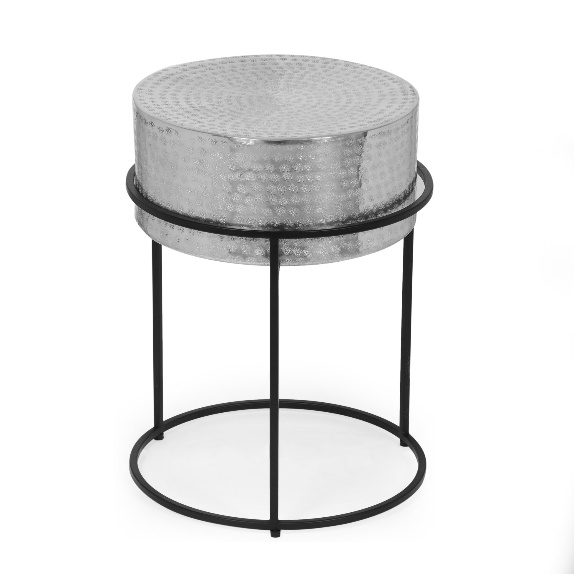 Round End Table Silver Aluminium