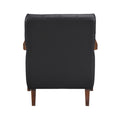 Modern Style Accent Chair Black Leather Upholstered Tufted Detail Walnut Finish Wood Furniture 1Pc Black Primary Living Space Contemporary,Modern Plywood