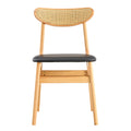 Table And Chair Set, Ancient Style Solid Wood Dining Table, Imitation Rattan Table Legs, Beautiful Simple Solid Wood Dining Chair, Perfect For Dinner, Meetings, Home And Office Decoration Wood Rubber Wood