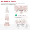 Homcom 7' Tall Unlit Pencil Fir Artificial Christmas Tree With Realistic Branches And Steel Base, Pink And White Pink Pvc